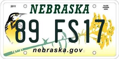 NE license plate 89FS17