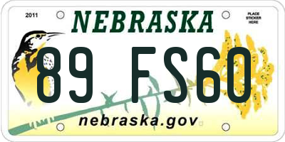 NE license plate 89FS60