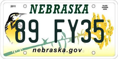 NE license plate 89FY35