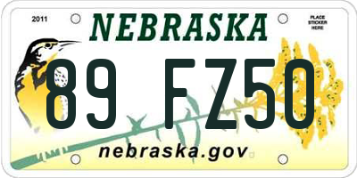 NE license plate 89FZ50