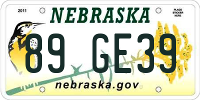 NE license plate 89GE39