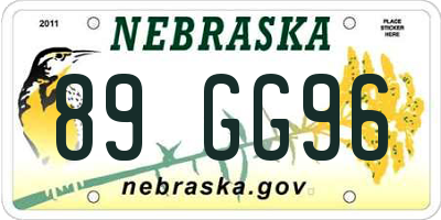 NE license plate 89GG96