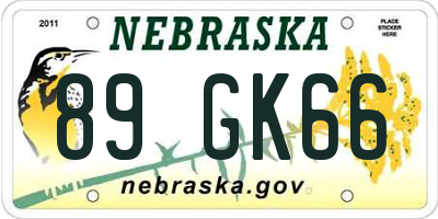 NE license plate 89GK66
