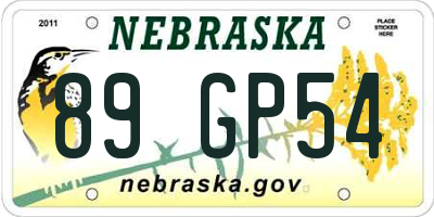 NE license plate 89GP54