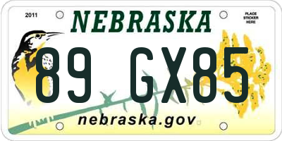 NE license plate 89GX85