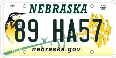 NE license plate 89HA57