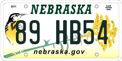 NE license plate 89HB54