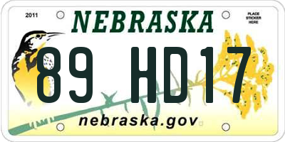 NE license plate 89HD17