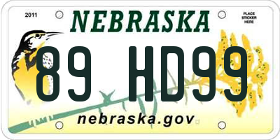 NE license plate 89HD99