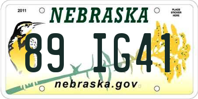NE license plate 89IG41