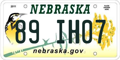 NE license plate 89IH07
