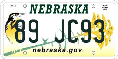 NE license plate 89JC93
