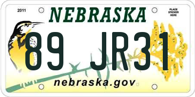 NE license plate 89JR31