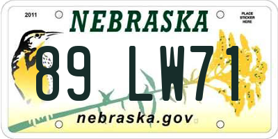 NE license plate 89LW71