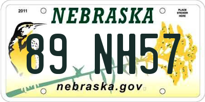 NE license plate 89NH57