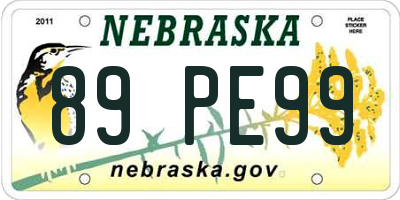 NE license plate 89PE99
