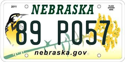 NE license plate 89PO57