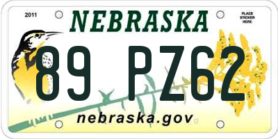 NE license plate 89PZ62