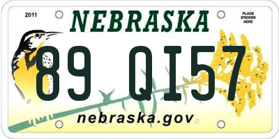 NE license plate 89QI57