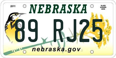 NE license plate 89RJ25