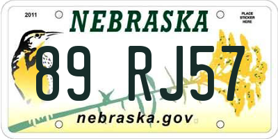 NE license plate 89RJ57