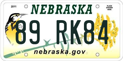 NE license plate 89RK84