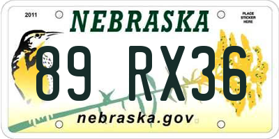 NE license plate 89RX36
