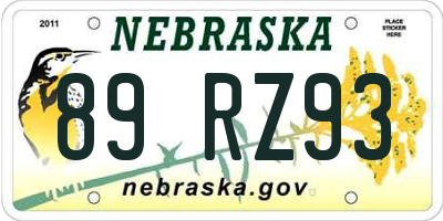 NE license plate 89RZ93