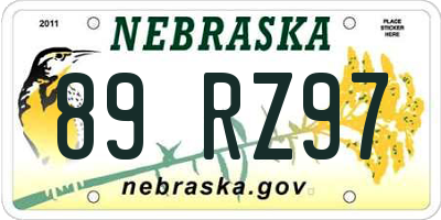 NE license plate 89RZ97
