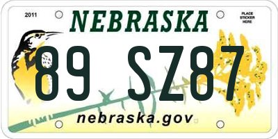 NE license plate 89SZ87