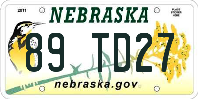 NE license plate 89TD27