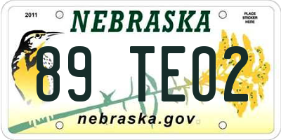 NE license plate 89TE02