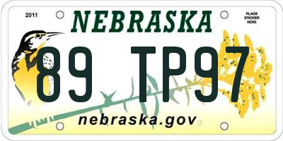 NE license plate 89TP97