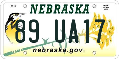 NE license plate 89UA17
