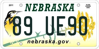 NE license plate 89UE90