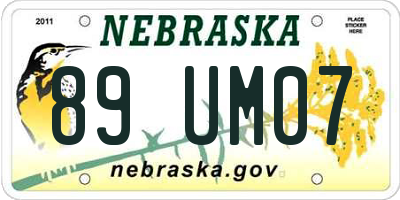 NE license plate 89UM07