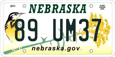 NE license plate 89UM37