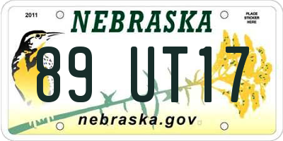 NE license plate 89UT17