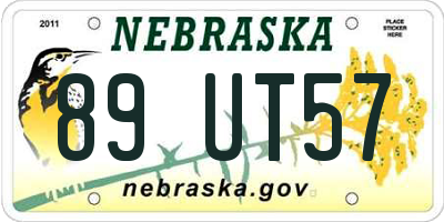 NE license plate 89UT57
