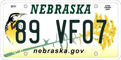 NE license plate 89VF07