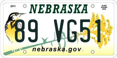 NE license plate 89VG51