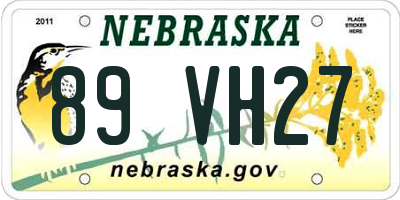 NE license plate 89VH27