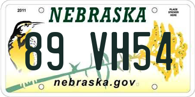 NE license plate 89VH54