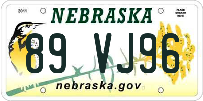 NE license plate 89VJ96