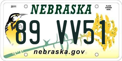 NE license plate 89VV51