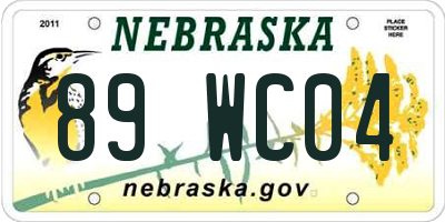 NE license plate 89WC04