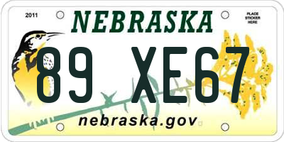 NE license plate 89XE67