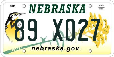 NE license plate 89XO27