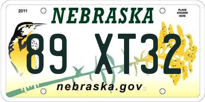 NE license plate 89XT32