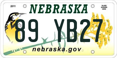 NE license plate 89YB27